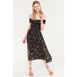 UO Kimchi Blue Smocked Off the Shoulder Dress